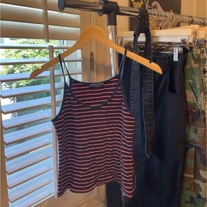 Brandy Melville Navy and Red Striped Small Tank